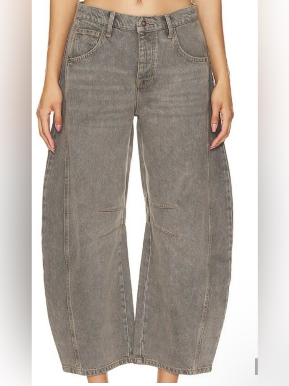 Free People We The Free Luck You Barrel Jeans in Archive Grey